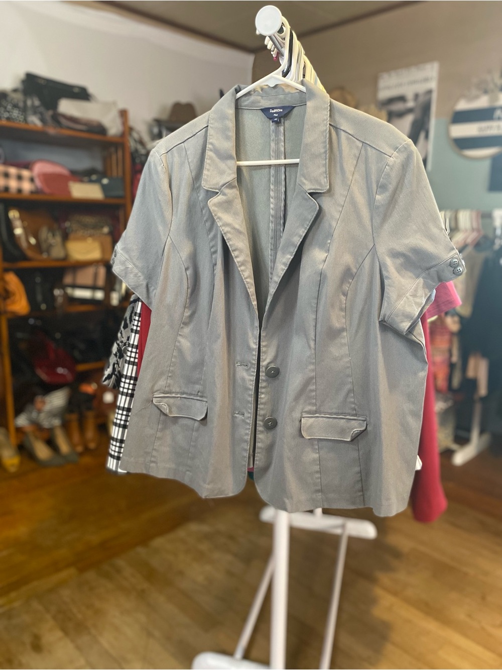 Reitmans Gray Short Sleeve Blazer Jacket